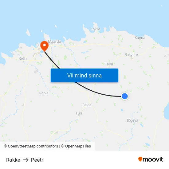 Rakke to Peetri map