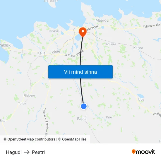 Hagudi to Peetri map