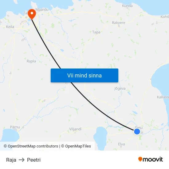 Raja to Peetri map