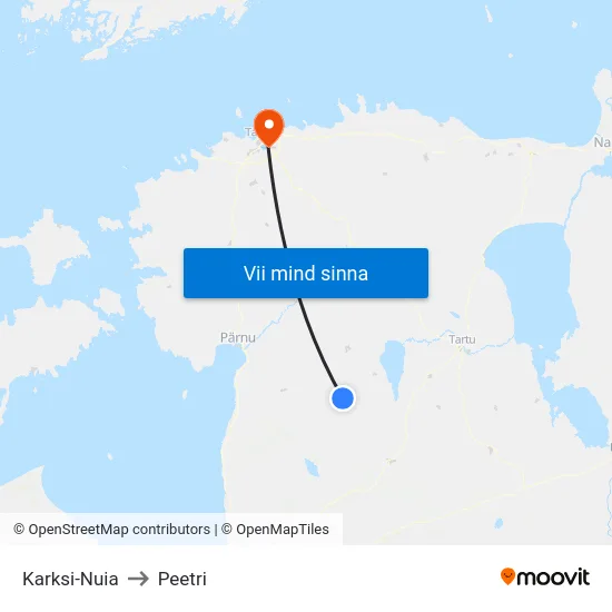 Karksi-Nuia to Peetri map