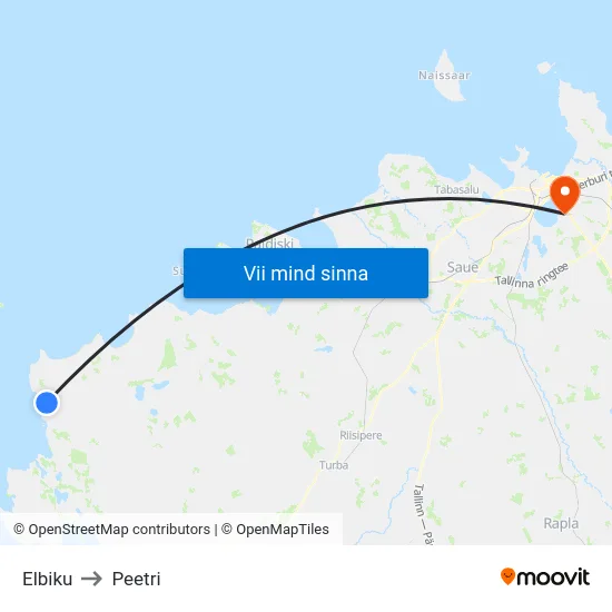Elbiku to Peetri map