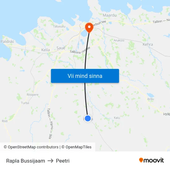 Rapla Bussijaam to Peetri map