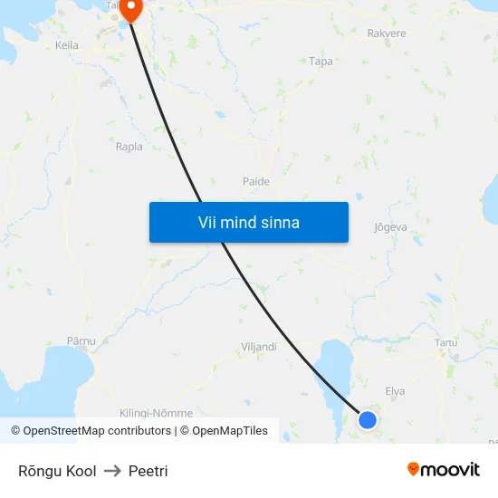 Rõngu Kool to Peetri map