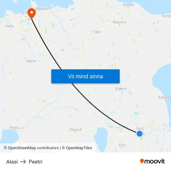 Alasi to Peetri map