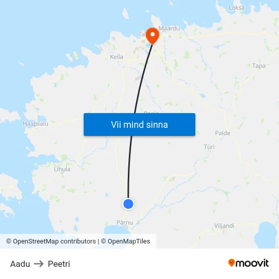 Aadu to Peetri map