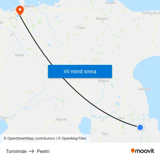Tornimäe to Peetri map