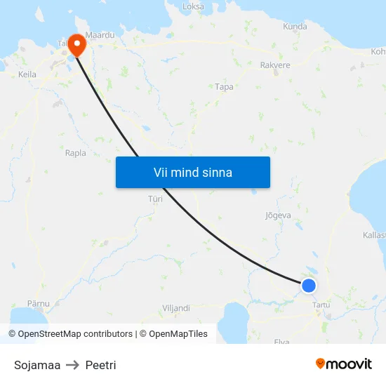 Sojamaa to Peetri map