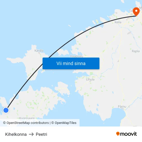Kihelkonna to Peetri map