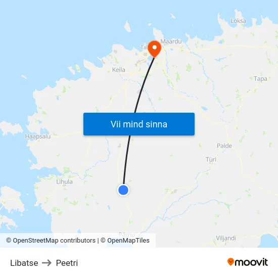 Libatse to Peetri map