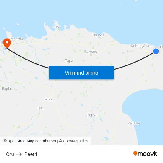 Oru to Peetri map