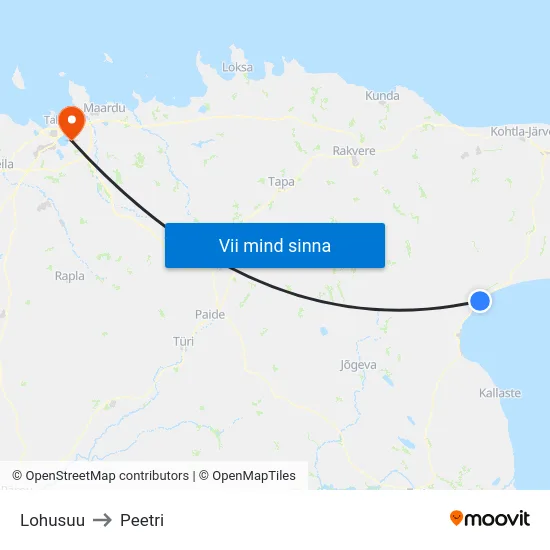 Lohusuu to Peetri map