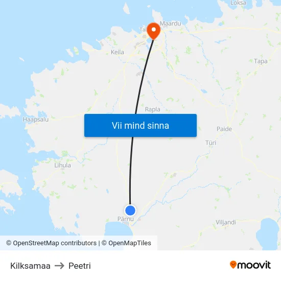 Kilksamaa to Peetri map