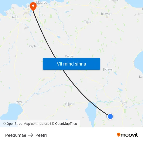Peedumäe to Peetri map