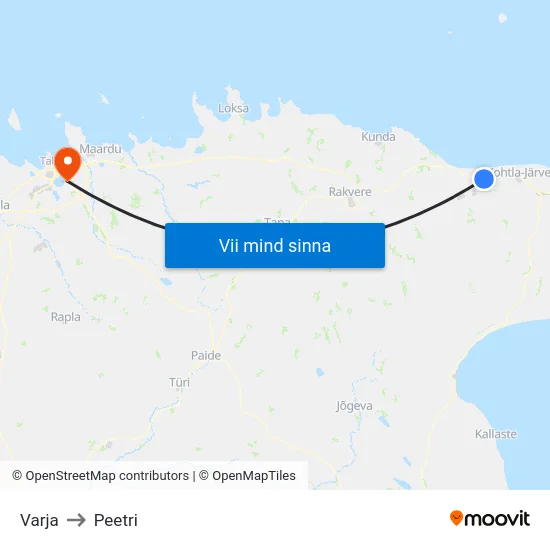 Varja to Peetri map