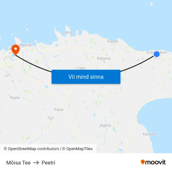 Mõisa Tee to Peetri map