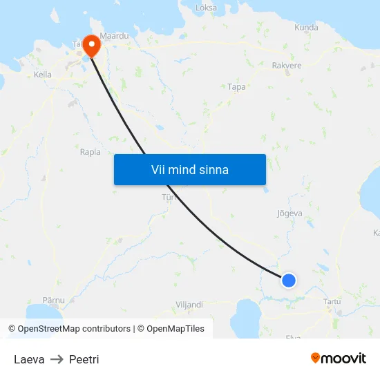 Laeva to Peetri map
