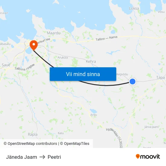 Jäneda Jaam to Peetri map