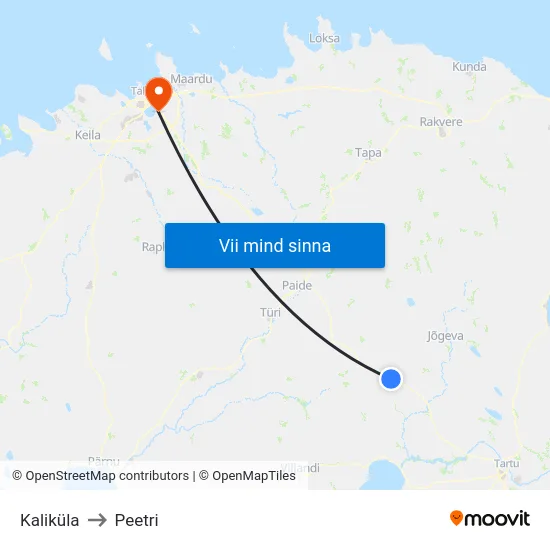 Kaliküla to Peetri map