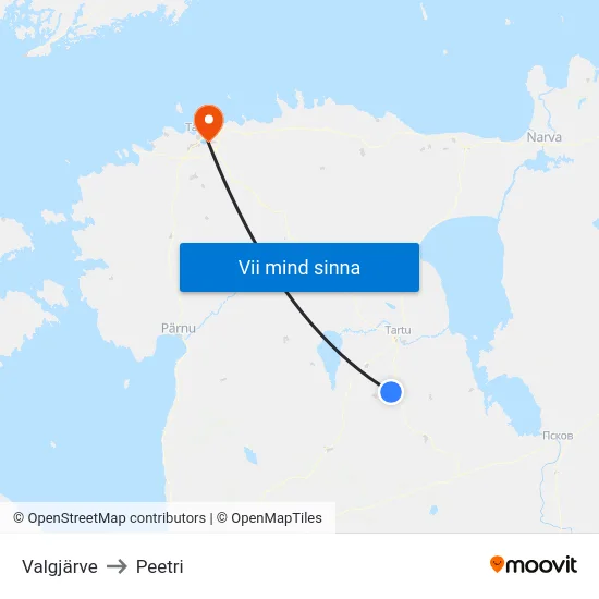 Valgjärve to Peetri map