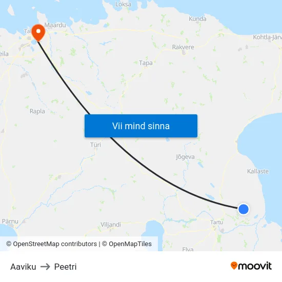 Aaviku to Peetri map