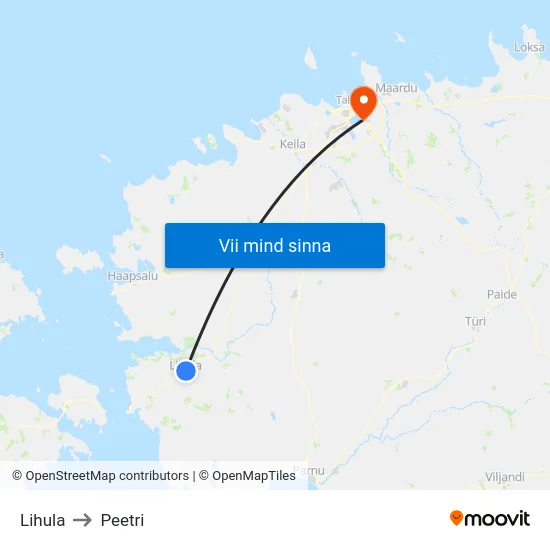 Lihula to Peetri map