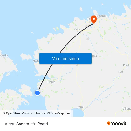 Virtsu Sadam to Peetri map