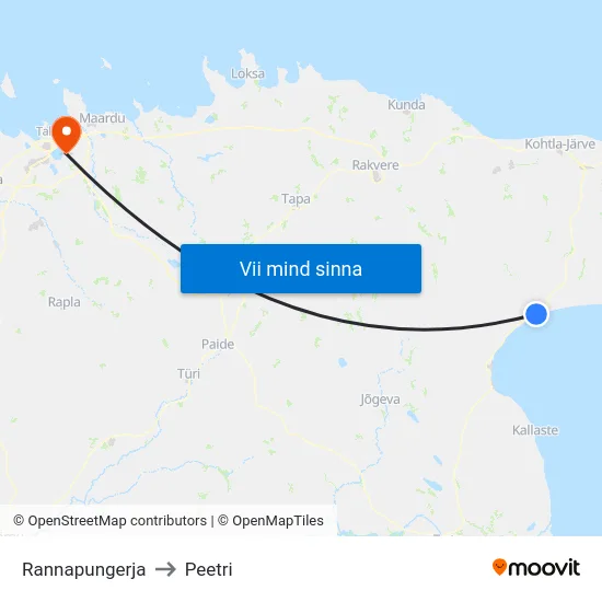 Rannapungerja to Peetri map