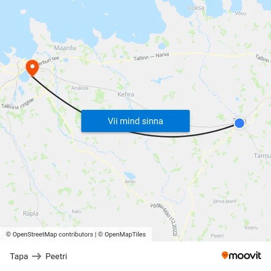 Tapa to Peetri map