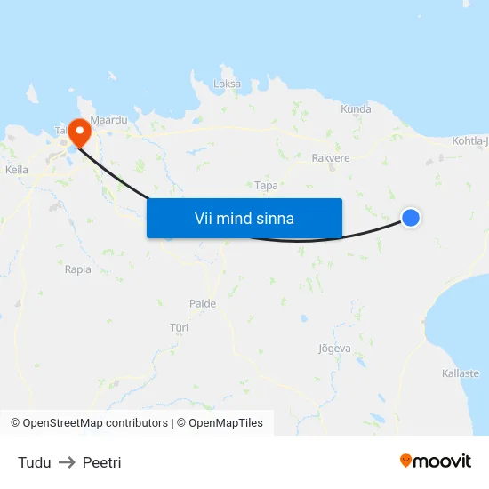 Tudu to Peetri map