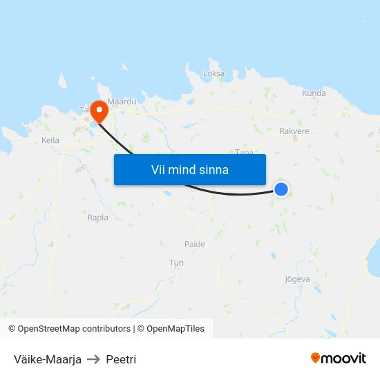 Väike-Maarja to Peetri map