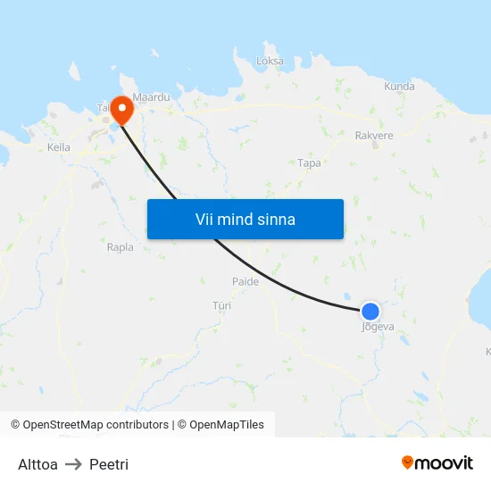 Alttoa to Peetri map