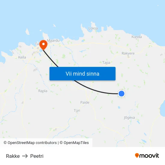 Rakke to Peetri map