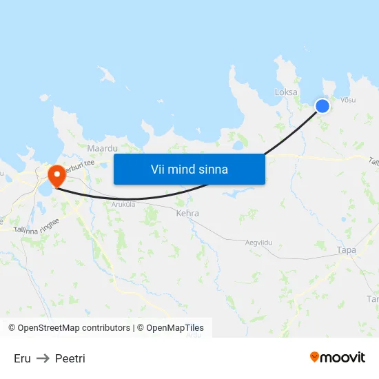 Eru to Peetri map