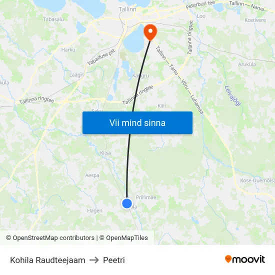 Kohila Raudteejaam to Peetri map