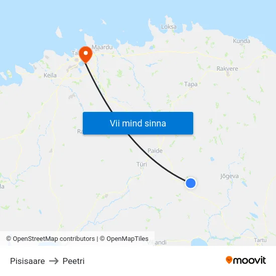 Pisisaare to Peetri map