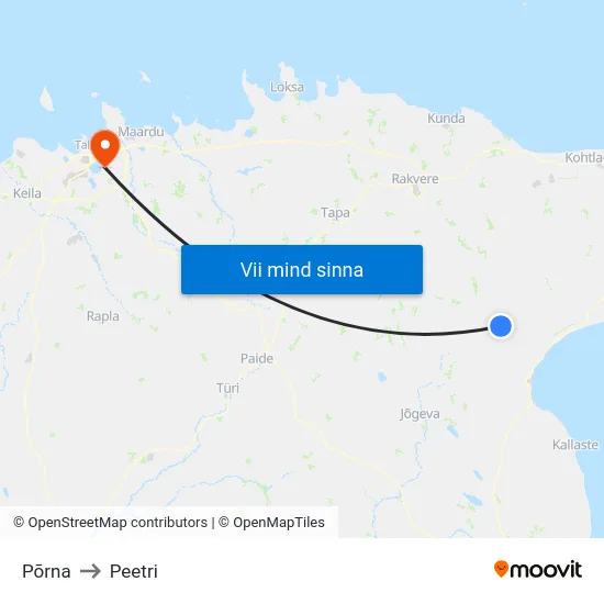 Põrna to Peetri map