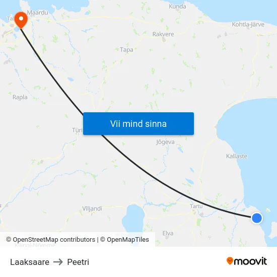 Laaksaare to Peetri map