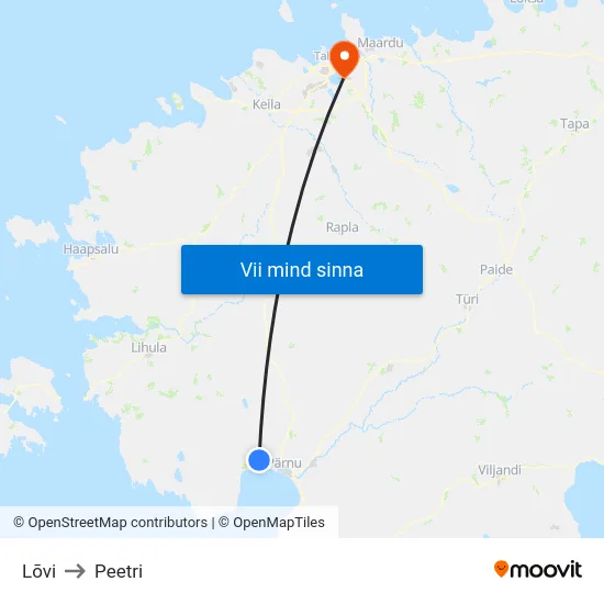 Lõvi to Peetri map