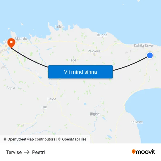 Tervise to Peetri map