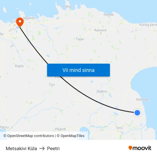 Metsakivi Küla to Peetri map