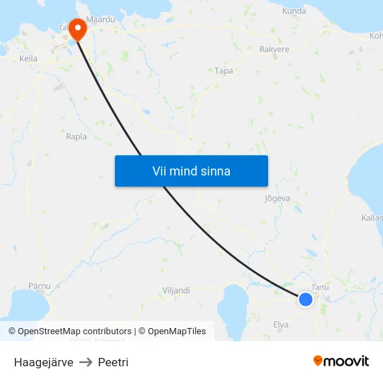 Haagejärve to Peetri map