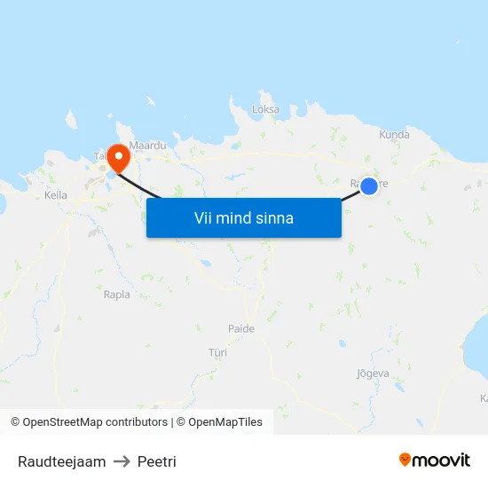 Raudteejaam to Peetri map