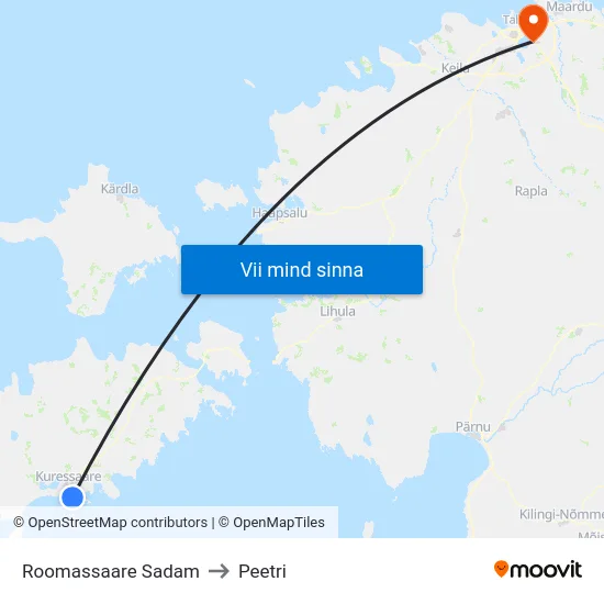 Roomassaare Sadam to Peetri map