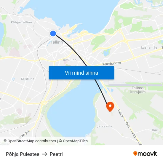 Põhja Puiestee to Peetri map