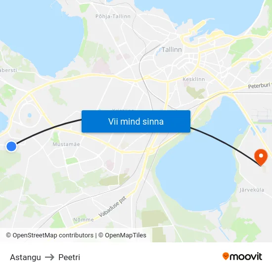 Astangu to Peetri map