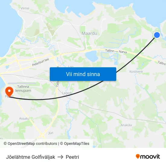 Jõelähtme Golfiväljak to Peetri map