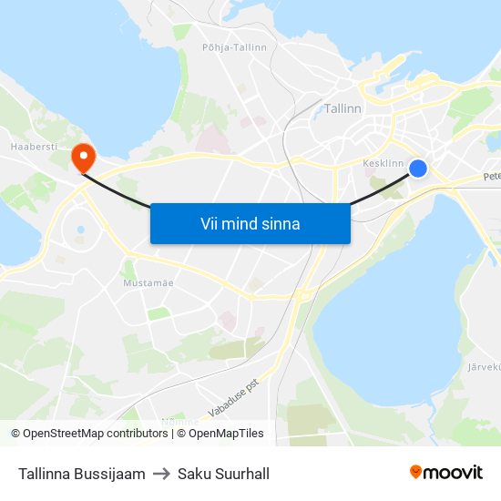 Tallinna Bussijaam to Saku Suurhall map