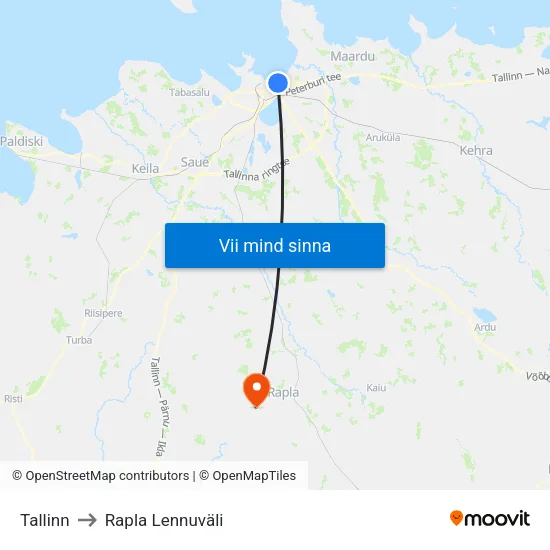 Tallinn to Rapla Lennuväli map
