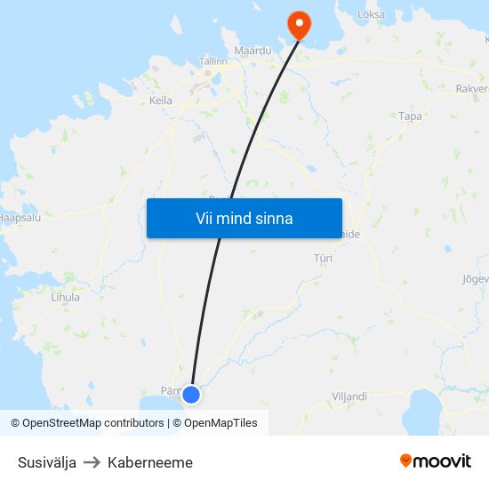 Susivälja to Kaberneeme map