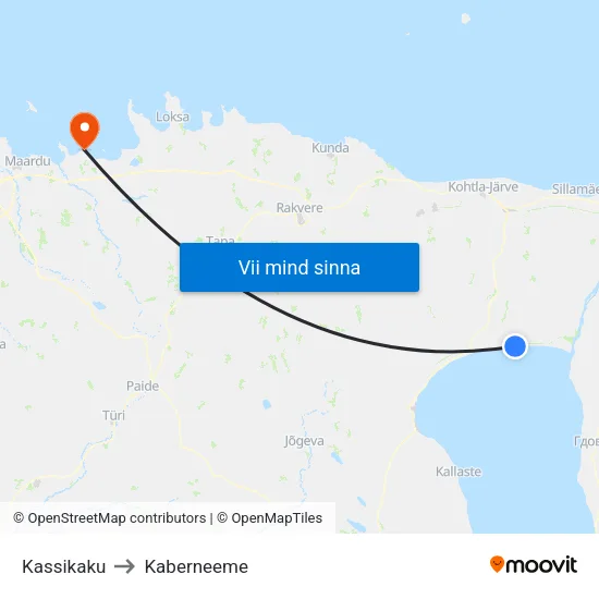 Kassikaku to Kaberneeme map